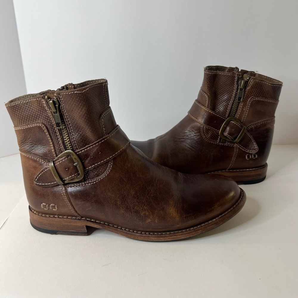 Bedstu Becca‎ Natural Leather Booties Bench Made in Mexico Brown 8.5